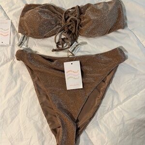 Dippin Daisys Shimmery Brown Bikini Set